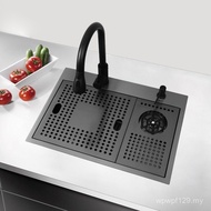 Water Bar Counter Cup Washer High Pressure Sink Small Size 304 Black Single Sink Vegetable Wash Basi