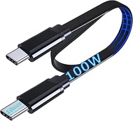 Flat USB-C to USB-C 100W Fast Charger Cable for iPhone 15 Plus Pro Max | Galaxy S23 | Pixel 8 | 10mm