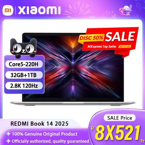 【World Premiere】Xiaomi REDMI Book 14 2025 NEW Intel Core 5 220H 16G/32G+512GB/1TB 2.8K 120Hz Screen