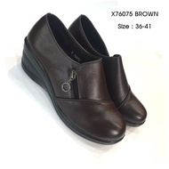 5ok Shoes Health Soft Leather Student Wedge Heels 2-Inch High Comfortable To Wear X76075