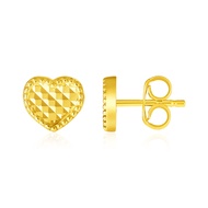 Nathalias NY ต่างหูหัวใจทองคำลายเท็กซ์เจอร์ ทองคำแท้ 14K แบบติดใบหู Textured Heart Post Earrings | ไ