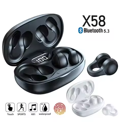 TWS X58 Wireless Bone Conduction Headphones Bluetooth Earphones Waterproof Sports Earbuds Earring Ea