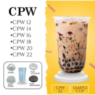 Cup Plastik Capsule Brand  CPW Thailand Gelas Plastik Boba  500pcs 12oz 14oz 16oz 18oz 20oz 22oz