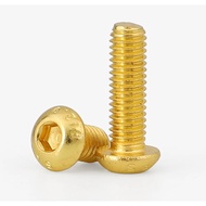 ❤M6 M8 Hex Socket Round Pan Head Screw Titanium Gold Plated Allen Bolts 12.9 Grade Length 4-50mm ✌G