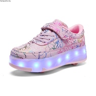 Xongt Flashing four wheel LED shoes youth heelys kasut roda budak perempuan detachable roller skates