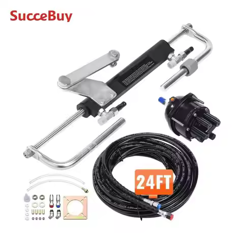 SucceBuy Hydraulic Outboard Steering Kit 90HP/150HP/300HP with Helm Pump and 24FT/26Ft Hose Single S