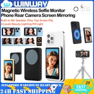 Magnetic Wireless Screen Mirroring Phone Rear Camera Selfie Monitor with Speaker 4K Magnetic Wireles