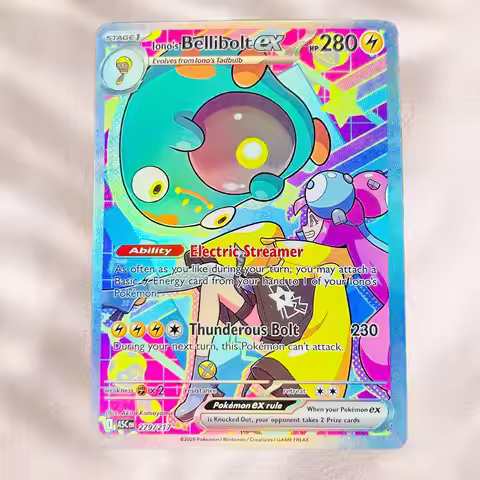 DIY Pokemon Iono's Bellibolt ex 279/217 Holographic Texture English Version Premium Anime Collection