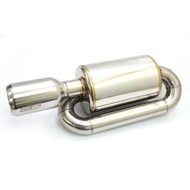 Mugen Car Exhaust Pipe Muffler Twin Loop S-Flow Stainless Steel Face Tall Rear Sport Bullet Muffler