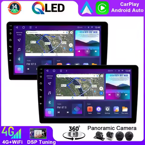 Android 14 QLED Car Multimedia Player For Toyota Land Cruiser Prado LC90 J90 1996-2002 GPS Navigatio
