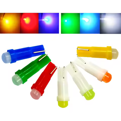 10PCS T5 LED Lights W1.2W W3W LED Car Interior Light Auto Side Wedge Dashboard Gauge Instrument Lamp