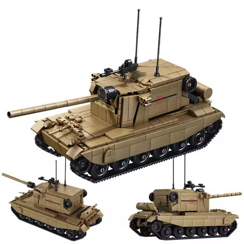 World War Army Military Soldiers FV4005 Tank Destroyer Model Building Blocks Bricks Toys Gift