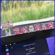 SQ3 Cute Lotso Car Ornament Strawberry Bear Gypsophila Tulip Begonia Flower Figure Dolls Gift For Gi