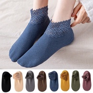 ถุงเท้าผ้าแคชเมียร์กำมะหยี่สีพื้นสำหรับผู้หญิง,ถุงเท้าหนาหนาหนากันหิมะลูกไม้สีพื้นสำหรับผู้หญิง1/4/5คู่