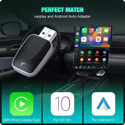 GreenYi Wireless CarPlay Adapter Plug And Play Convert Wired to Wireless for Apple CarPlay Android A
