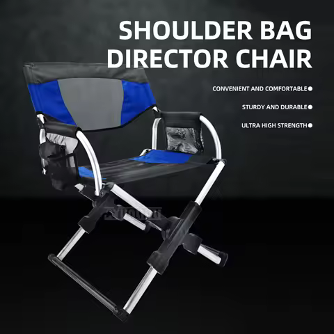 Aluminum Folding Director's Chair, Portable Camping Chair for Fishing, Beach, and Outdoor