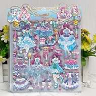 Mainan Sticker Bongkar Pasang Dress-up Stiker BP Princess Lace Timbul 3D Green Pink Blue Purple XL