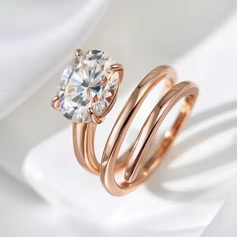 1CT-3CT Moissanite Ring Women D VVS1 GRA Certified White 18K Plated Solitaire Wedding Lab Diamond Ba