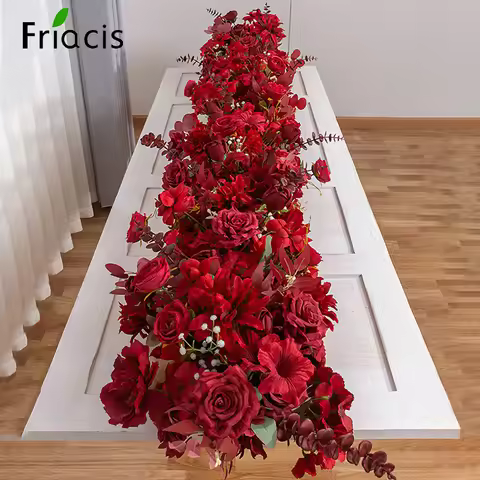4M/2.5M/1.1M/0.6M Artificial Flower Strip Table Runner Wedding Arch Floral Arrangement Party Backdro