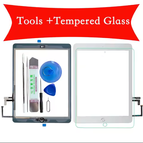 For iPad Air 1 Touch Screen Digitizer With Home Button and Flex Cable +Full Tools +Tempered Glass A1