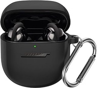 Case for Bose QuietComfort Earbuds II(2022)&amp; New Bose QuietComfort Ultra Case (2023), WOFRO Silicone Protective Skin Cover for New Bose QuietComfort Earbuds 2 Accessories with Carabiner (Black)