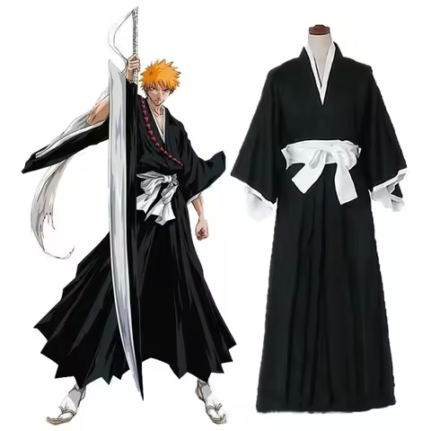 Bleach Kuchiki Rukia Cosplay Costumes Kurosaki Ichigo Die Pa Soul Society Shinigami Kimono Full Outf