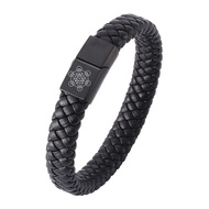 Spiritual Sacred Geometry Seal of Archangel Metatron's Cube Leather Cuff Bracelet for Protection, Po