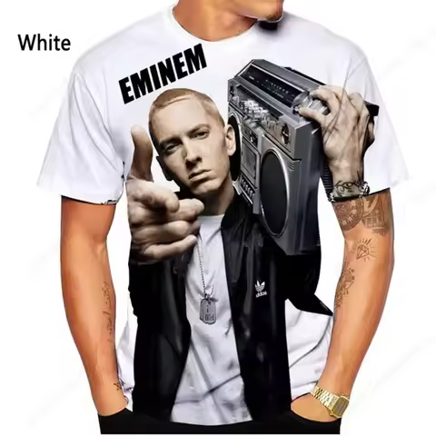 Rapper EMINEM 3D Print Summer T-Shirts Men O-Neck Short Sleeve T shirt Casual Oversized Tops Harajuk