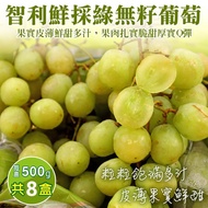 【廚鮮王-宅配】(免)智利綠無籽葡萄4盒x2箱(500g±10%/盒*8盒)