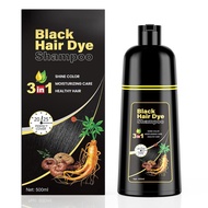 KINGMING Black Hair Dye Shampoo 3 in 1 for Gray Hair, Hair Color Shampoo for Women Men Grey Hair Cov