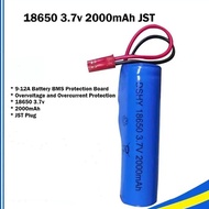 18650 3.7v 2000mAh with JST Plug Battery Rechargeable