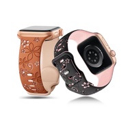 Purple Bauhinia Double Color Carved Silicone Strap For Apple Watch Ultra 46/44/40/49/45/41/42/38/45m