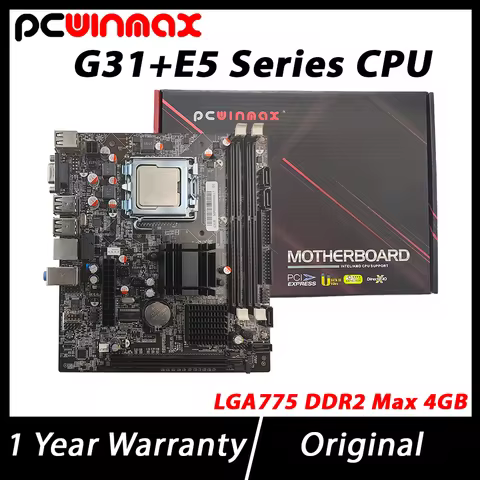PCWINMAX New G31 with E5 Series CPU Motherboard Kit Original G31 Chipset LGA775 DDR2 Max 4GB MATX De