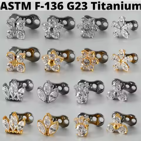 1PC G23 Titanium Dermal Anchor Star Shape Micro Dermal Anchor Marquise Zircon Flower Star Piercings 