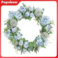 15.75"" Spring Wreath Faux Peony Wreath Artificial Hydrangea Peony Flower Wreath with Green Leaves f