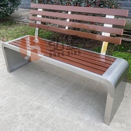 Outdoor stainless steel bench chair, park bench, community long bench with backrest, garden outdoor 