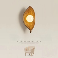Nordic Leaf Wall Lamp, Bedroom Bedside Lamp, Japanese Style Silent Corridor Aisle Photoflood Reflect