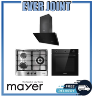 Mayer MMSS633 [60cm] 3 Burner Stainless Steel Gas Hob + Mayer MMSH8099-L Angled Chimney Hood + Mayer MMDO8R [60cm] Built-in Oven with Smoke Ventilation System Bundle Deal!!