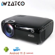WZATCO โปรเจ็คเตอร์ LED E600 1080P 4K 11.0ภายนอกระบบ3D วิดีโอแบบพกพาอัจฉริยะมีอุปกรณ์เสริม Wifi