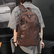 📿 Student Schoolbag Crazy Horse Leather Backpack Retro Portable Backpack Men's And Women's Travel Backpack Korean Fashion Trendy Bag