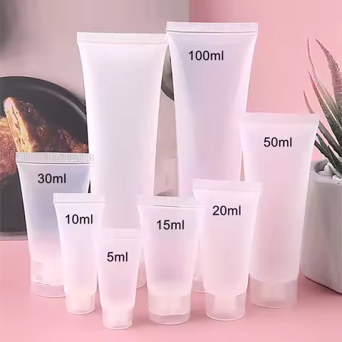 50pcs/lot 5ml 10ml 15ml 20ml 30ml 50ml 100ml Frosted Plastic Soft Tube Empty Cosmetic Lotion Tube Sq