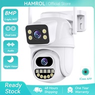 Hamrol Dual Lens 4K 8MP Dual Screen Gun Ball Linkage PTZ WIFI Camera Automatic Tracking 5X Zoom IP66