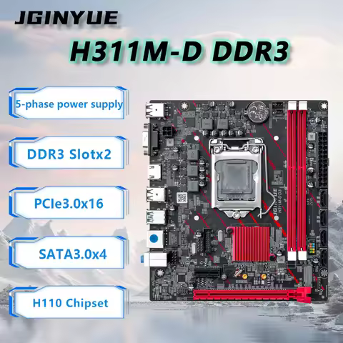 JGINYUE H110 Chip Motherboard support Intel 6/7/8/9th M-ATX DDR3 32GB RAM Desktop PC H311 office Ind