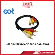 J02 CB-231 3RCA TO 3RCA CABLE 10M