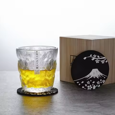 Glacier Whiskey Glass Gift Box Old-fashioned Crystal Wine Cup Retro Chivas Rock Tumbler Snifter Japa