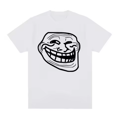 Short Sleeve Cotton T-shirts for Men and Women Funny Memes Retro Fashion Troll Face Angry Men Haraju