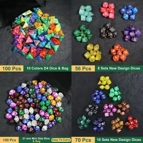Set DND Marble Dice D4 D6 D10 D12 D20 Multifaceted Colours Polyhedral Dice TRPG Party Family Games A