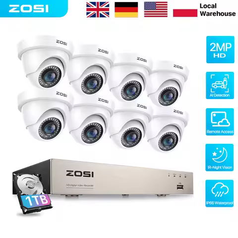 ZOSI 8 Channel HD 1080P CCTV Security Video Camera System HD-TVI DVR Recorder with Waterproof IR Fil