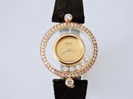 真品 CHOPARD 蕭邦 Happy Diamond 快樂鑽 18K金 原鑲鑽石手錶 鑽錶 女錶