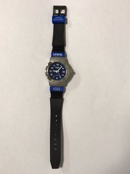SEKONDA 銀色圓形藍色錶面日曆功能黑色塑膠錶帶手錶